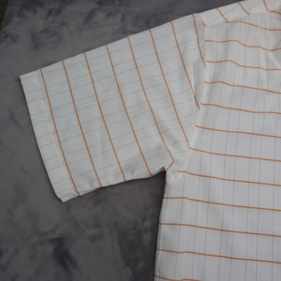 Rocawear Shirt Mens L White Orange Striped Large Spellout Short Sleeve Button Up - Picture 10 of 16